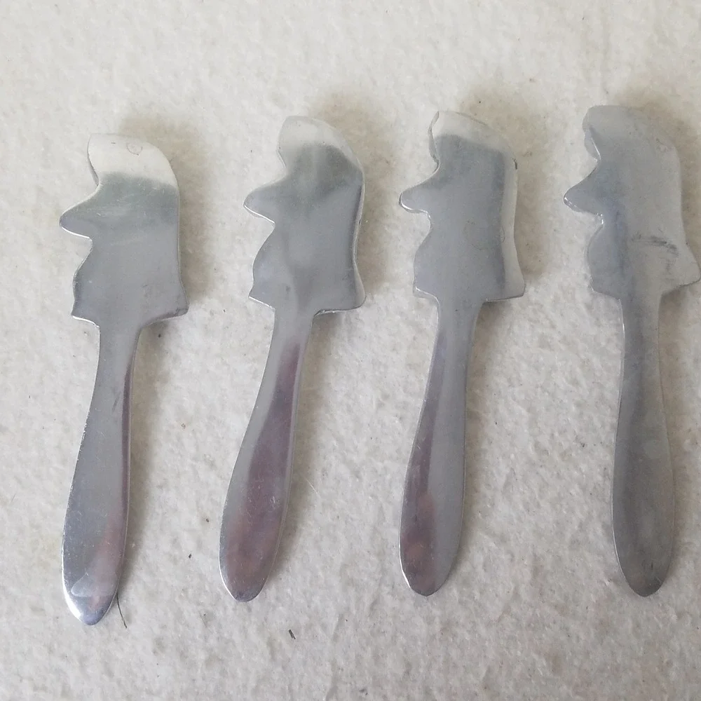Bunny Rabbit Butter Spreaders Cheese Knives Easter Spring Set of‎ 4 Silver Tone